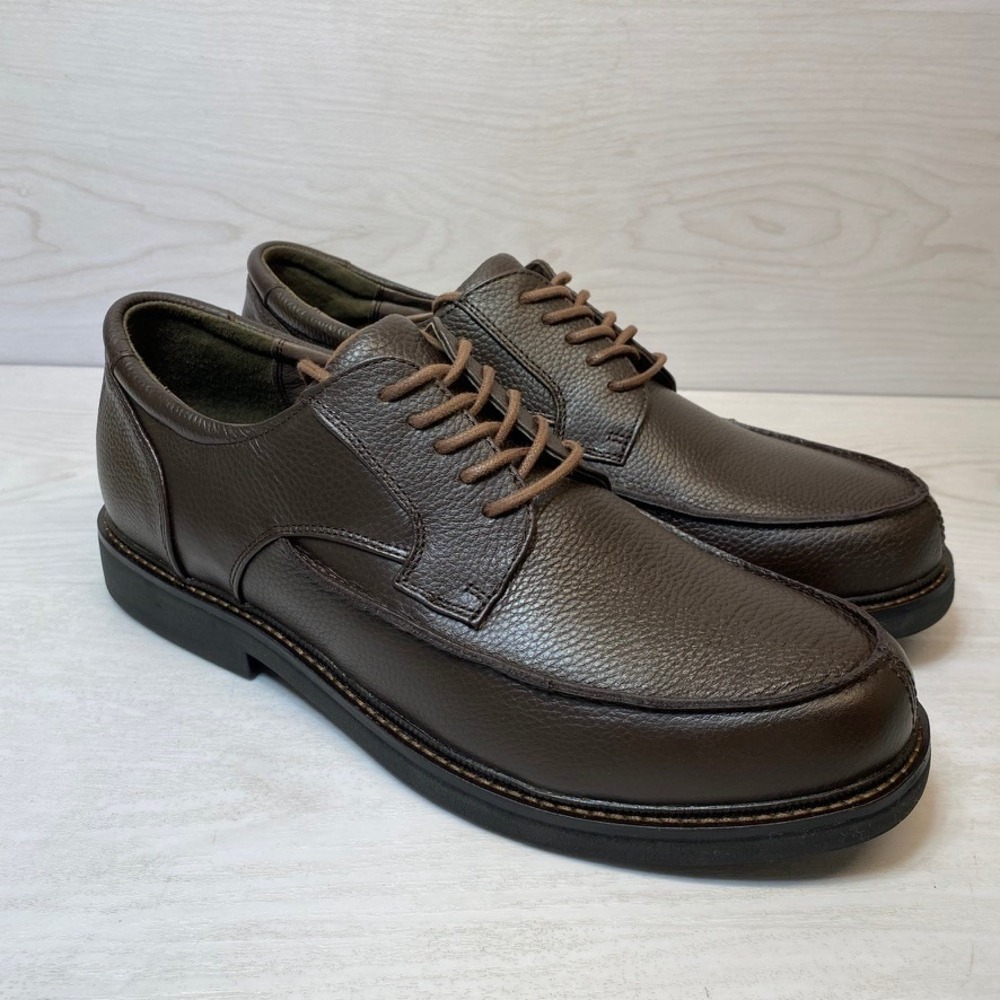Apex Mens 12 Lexington Oxford LT910M Derby Brown Pebble Leather Moc Toe Shoes
